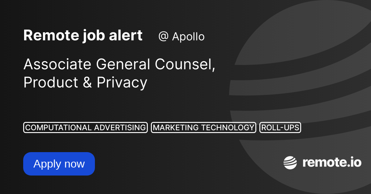 Associate General Counsel, Product & Privacy remote.io