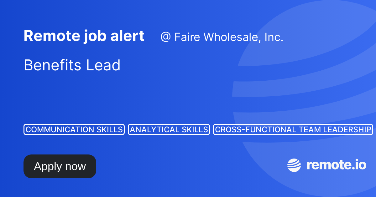 Benefits Lead remote.io